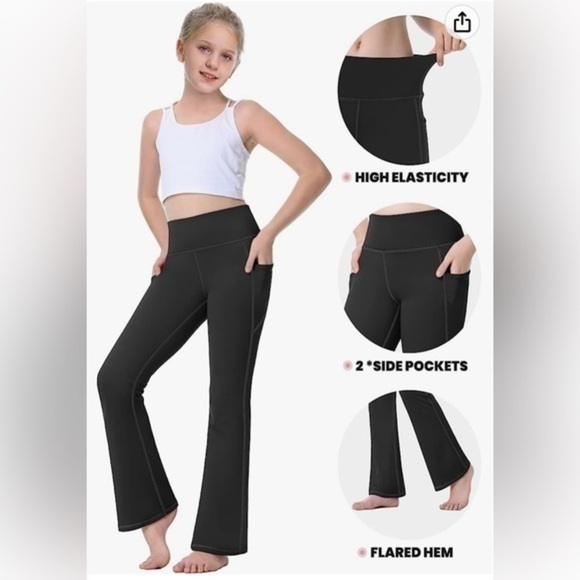 NWT  IUGA Girl's High Waist Pants Flare Leggings with Pockets (13-14year old) - Picture 2 of 9